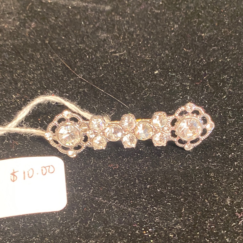 Clear Crystal Bar Brooch with Gold-Tone Setting